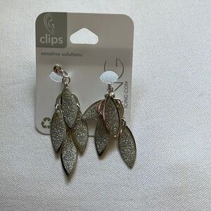NWT Icing Silver Sparkling Chandelier Clip On Earrings